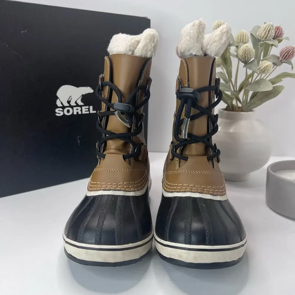 Sorel Yoot Pac TP Waterproof Boot Nylon Sherpa Black NY1963-013 Youth 5 Tried On
